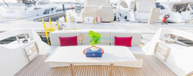 Fin Yacht Rental Dubai - 52 FT - Experience luxury on the water with Fin Yacht Rental Dubai – 52 FT. This private yacht offers an unforgettable cruise along Dubai's beautiful coastline, with stunning views of iconic landmarks like the Burj Al Arab and Atlantis The Palm. Ideal for small groups or special celebrations, the yacht features spacious decks, modern amenities, and a professional crew to ensure a memorable experience on the water. Fin Yacht Rental Dubai - 52 FT - Image 3 of 5