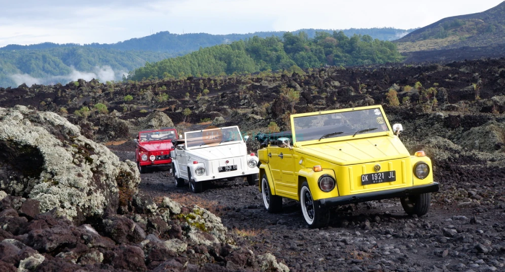Mount Batur Volkswagen Safari Tour - Entdecken Sie das ultimative Bali Offroad-Abenteuer mit unserer Mount Batur Volkswagen Safari Tour. Fahren Sie über vulkanische Lavafelder in einem vintage VW-Jeep, erleben Sie einen atemberaubenden Sonnenaufgang am Mount Batur über dem Kratersee, erkunden Sie dramatische schwarze Lavalandschaften und tauchen Sie ein in eine Bali-Kaffeepflanzen-Tour, bei der Sie traditionelle Kaffeeanbauweisen kennenlernen. Genießen Sie komfortable Hin- und Rücktransfers zum Hotel, kleine Gruppengrößen und fachkundige lokale Guides. Buchen Sie noch heute Ihre Bali Vulkan-Jeep-Safari für ein einzigartiges VW-Safari Bali Erlebnis, das Vintage-Charme und natürliche Schönheit verbindet. Mount Batur Volkswagen Safari Tour - Bild 1 von 5