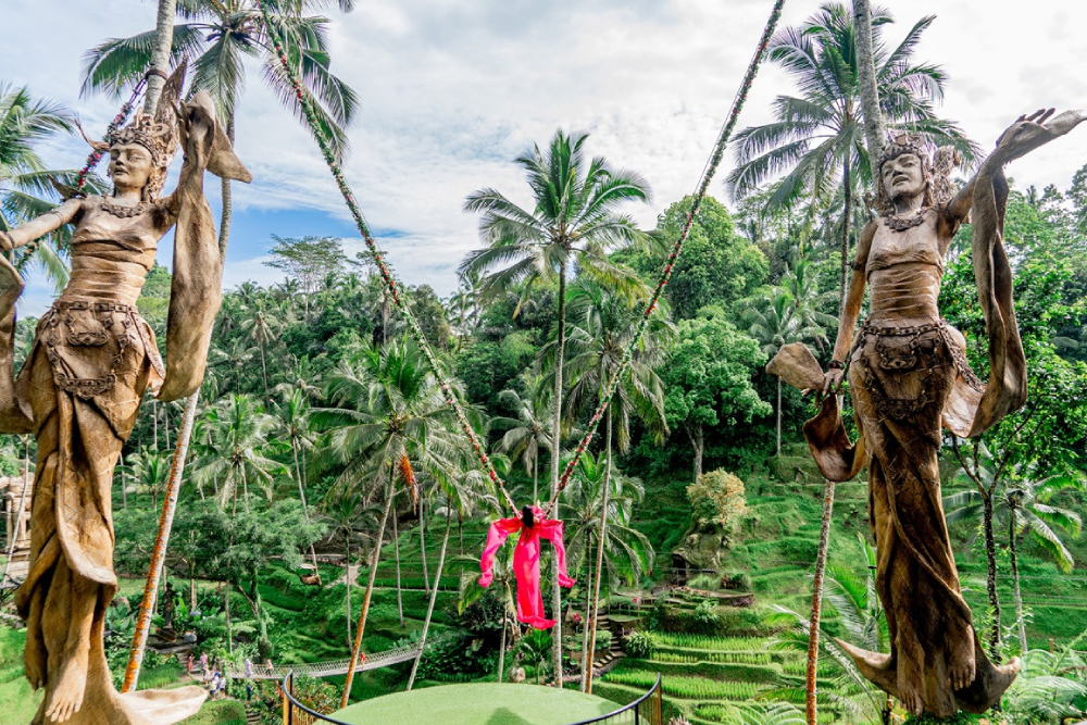 Alas Harum Swing, Skybike & Zipline Bali - Experience Bali’s premier Ubud adventure at Alas Harum Bali. Soar on the iconic Bali Swing above emerald rice terraces, pedal the suspended Skybike high over the jungle canopy, and zipline 300 m through lush rainforest. Enjoy expert guides, top-quality safety equipment, and convenient hotel transfers. Book your Alas Harum Swing, Skybike & Zipline Tour today for the ultimate Bali adventure. Alas Harum Swing, Skybike & Zipline Bali - Image 1 of 5