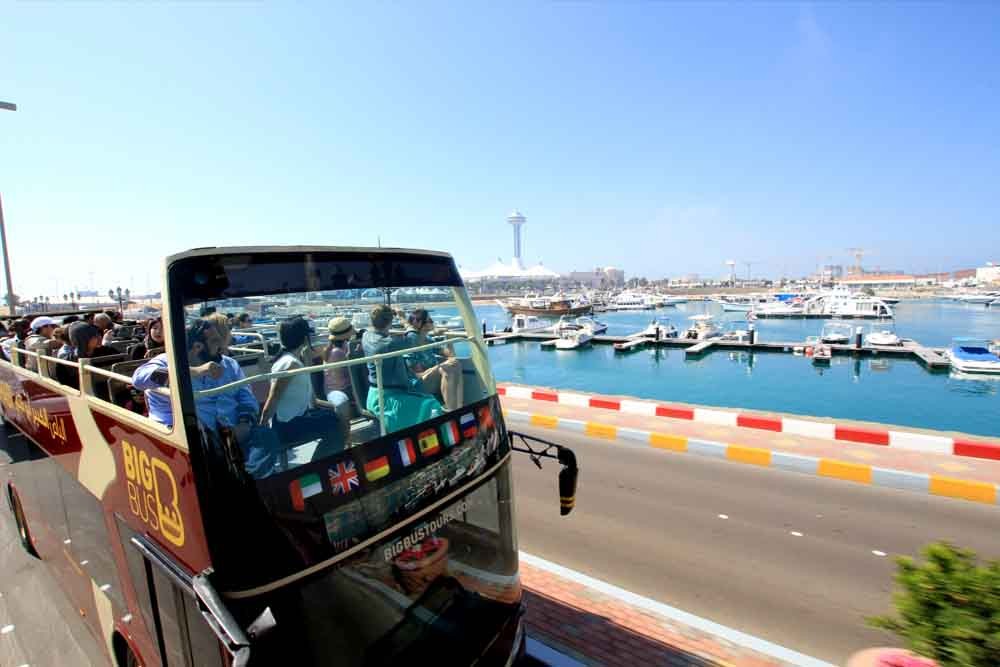 Big Bus Tour Abu Dhabi - Hop on-board the Big Bus Abu Dhabi to enjoy discovering and exploring the UAE Capital’s grand landmarks. The open-top double-decker bus provides fantastic views and a great atmosphere allowing you to enjoy Abu Dhabi’s charm. You will get to explore the majestic palaces, rich museums, historic sites, public beach, and old souks. Big Bus Tour Abu Dhabi - Image 4 of 5