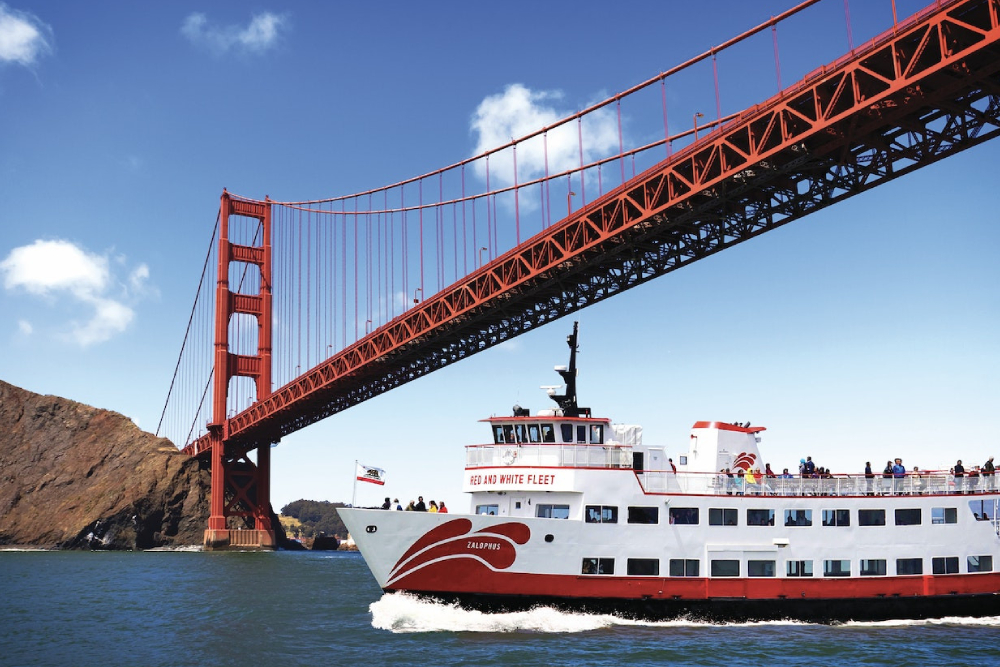 Golden Gate Sightseeing Boat Cruise by Red and White Fleet - Sail under the Golden Gate Bridge on a scenic sightseeing boat cruise with Red & White Fleet. Enjoy stunning San Francisco Bay views and iconic landmarks. Golden Gate Sightseeing Boat Cruise by Red and White Fleet - Image 1 of 5