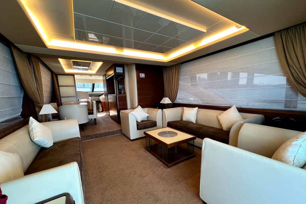 Viktoria Yacht Ride Dubai Marina (40 Pax) - Best price on yacht rental Dubai Marina. Take a cruise. Parties and BBQ.Anniversary Celebrations, Wedding Ceremonies, Fishing Trips, Events, Cuisine. Explore the beautiful Dubai Marina full of world most luxurious properties, skyscrapers, five-star hotels, private beaches and much more in the open sea around Palm Jumeirah, Atlantis, and Burj Al Arab. Delicious food like BBQ or Buffet arrangement can be made on special request. Viktoria Yacht Ride Dubai Marina (40 Pax) - Image 5 of 5