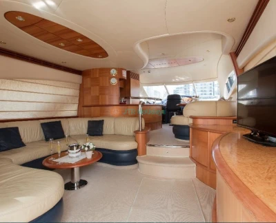 Luxury 62 Ft Yacht Ride Dubai Marina - Experience Luxury at every step with us. Come aboard our charter and experience the time of your life. Yacht Rental Dubai, yacht party. hire private luxury. This lavish Dubai Yacht starts from Dubai Marina Yacht Club. Explore the major landmarks like Palm Jumeirah Island, Atlantis the palm, Burj Al Arab, blue water, skyline, and beautiful private beaches. Luxury 62 Ft Yacht Ride Dubai Marina - Image 2 of 5