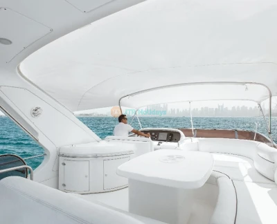 Luxury 62 Ft Yacht Ride Dubai Marina - Experience Luxury at every step with us. Come aboard our charter and experience the time of your life. Yacht Rental Dubai, yacht party. hire private luxury. This lavish Dubai Yacht starts from Dubai Marina Yacht Club. Explore the major landmarks like Palm Jumeirah Island, Atlantis the palm, Burj Al Arab, blue water, skyline, and beautiful private beaches. Luxury 62 Ft Yacht Ride Dubai Marina - Image 5 of 5