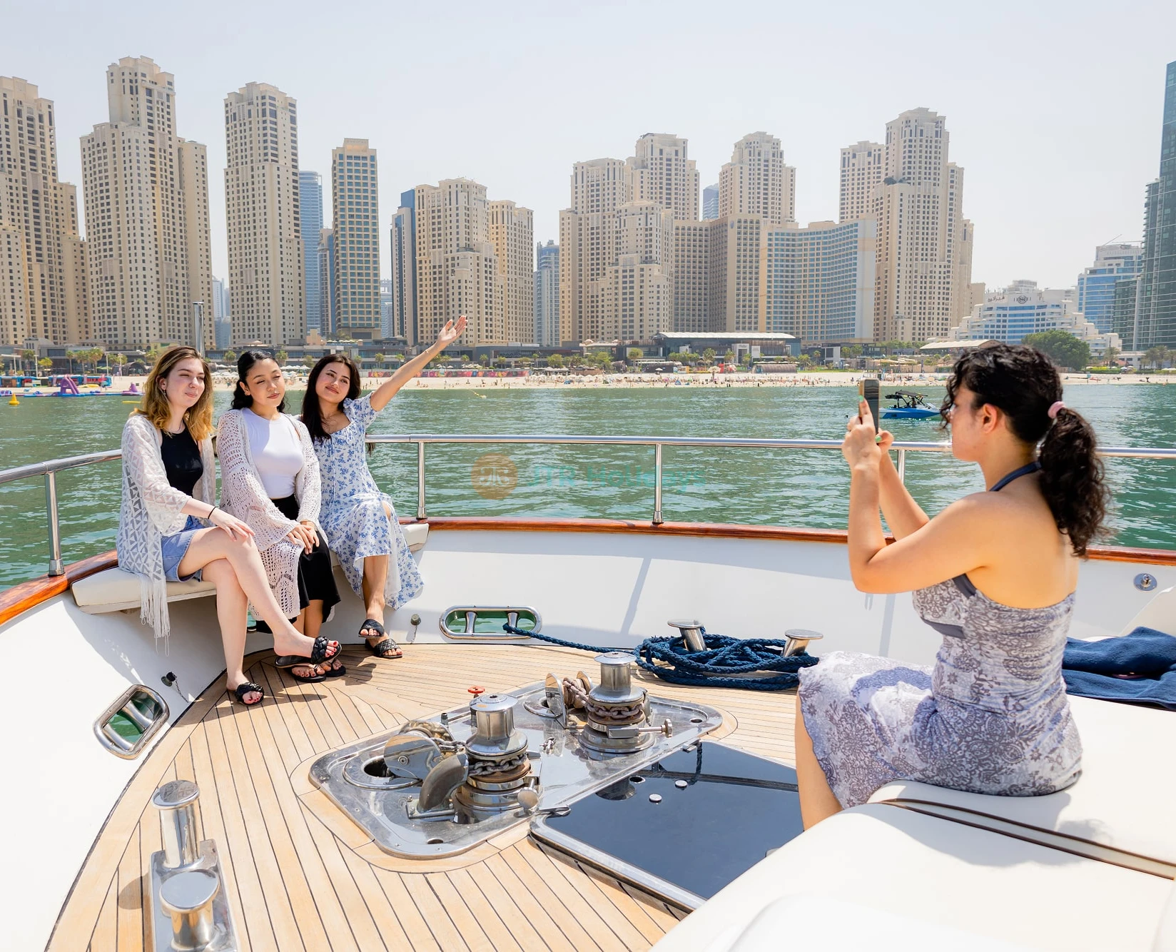 Dubai Luxury Sharing Yacht Tour - Marina Shared Yacht Tour With Meal - JTR Holidays - Explore Dubai Marina Skyline through our sharing basis yacht tours. Embark on an unforgettable journey starting from Dubai Harbour, where you'll have the opportunity to experience the beauty of Dubai's iconic landmarks and breathtaking views. Dubai Luxury Sharing Yacht Tour - Marina Shared Yacht Tour With Meal - JTR Holidays - Image 5 of 5