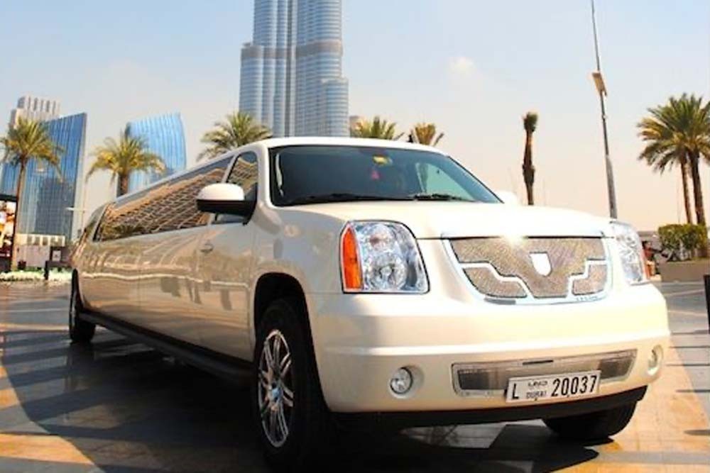 GMC Asanti Limo Dubai (22 Pax) - Sit back and enjoy a luxury ride in the city of Gold. We know what our valued clients need when they land in Dubai. We have a variety of luxury stretch limousines. Our limousine Dubai minimum capacity is eight passengers and a maximum of 26 passengers. Limousine ride Dubai can be booked as per the size of the group. GMC Asanti Limo Dubai (22 Pax) - Image 1 of 5