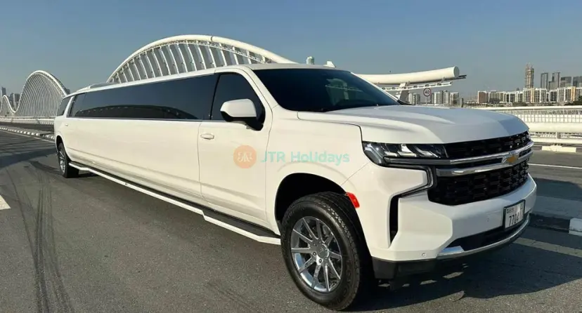 2024 Chevy Suburban Titanium White Limousine (20 pax) - Image 1 of 6