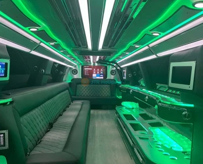 GMC Yukon Limousine Ride Dubai (18 Pax) - Limousine Ride Dubai, Make your trip memorable with a luxury limousine ride to explore Dubai. chauffeur service Dubai. There are many ways to explore Dubai. But nothing is better than a lavish ride to explore the world's most famous city. Choose from a number of luxury limousines and take a sightseeing ride in the city of gold. GMC Yukon Limousine Ride Dubai (18 Pax) - Image 5 of 5
