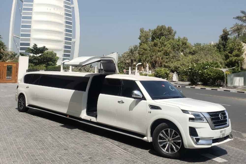 Nissan Patrol Limo Ride Dubai (21 Pax) - Limousine Dubai is highly recommended for couples, family and group events. These luxury limousines are specially designed for such events as a proposal, honeymoon couple, birthday parties and other special occasions like valentine's day. Nissan Patrol Limo Ride Dubai (21 Pax) - Image 3 of 5