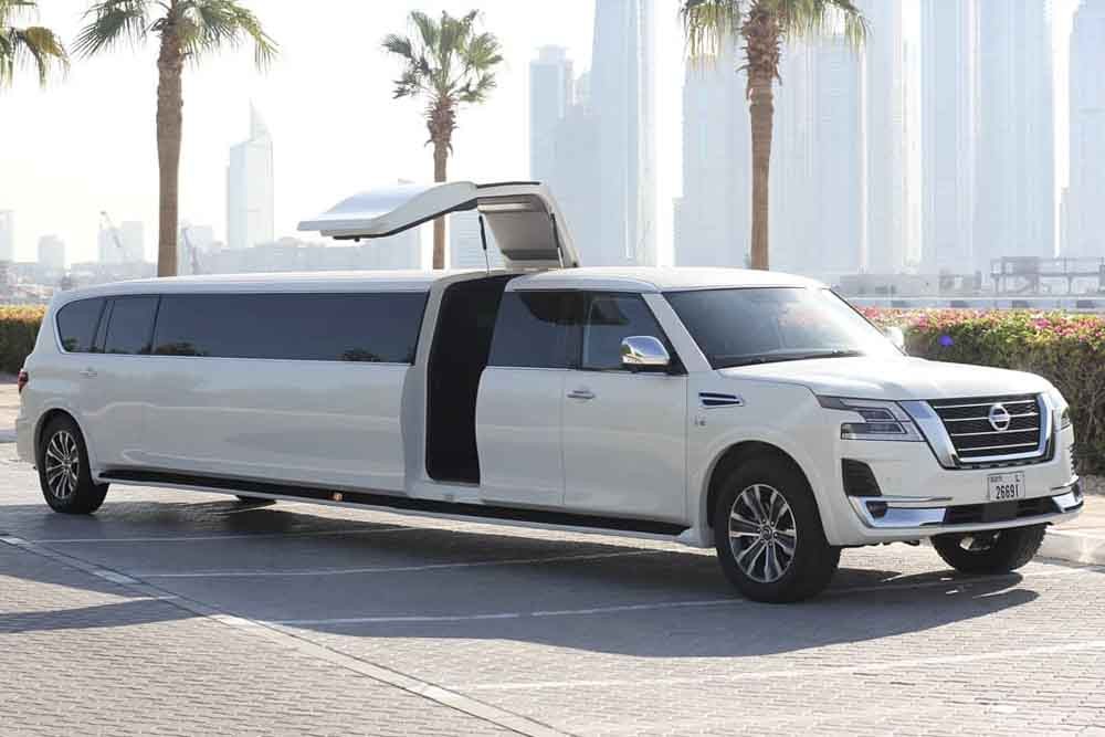 Nissan Patrol Limo Ride Dubai (21 Pax) - Limousine Dubai is highly recommended for couples, family and group events. These luxury limousines are specially designed for such events as a proposal, honeymoon couple, birthday parties and other special occasions like valentine's day. Nissan Patrol Limo Ride Dubai (21 Pax) - Image 4 of 5