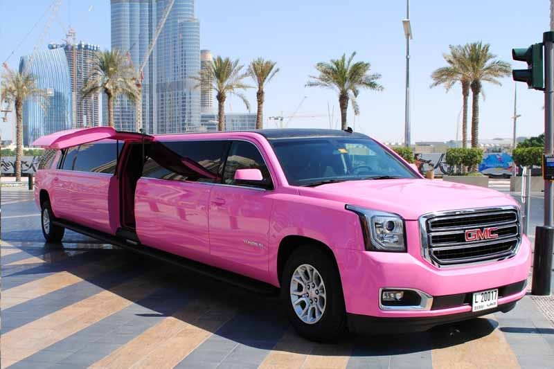 Luxury Limo Dubai - Pink Panther GMC Limo Ride Dubai - JTR Holidays