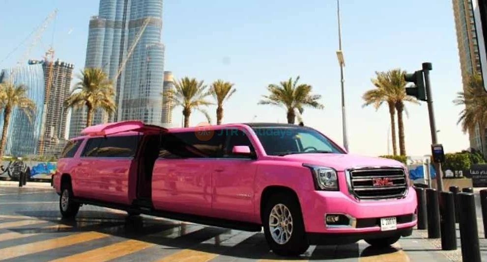 Pink Panther GMC Limo Dubai - (20 Pax) - Make your trip memorable with a luxury limo Dubai to explore the city. There are many ways to explore Dubai. But nothing is better than a lavish limo ride to explore the world's most famous city. Choose from a number of luxury limousines and take a perfect sightseeing limo ride in the city of gold. Pink Panther GMC Limo Dubai - (20 Pax) - Image 1 of 5