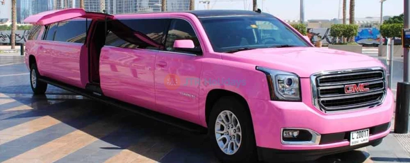 Pink Panther GMC Limo Dubai - (20 Pax) - Make your trip memorable with a luxury limo Dubai to explore the city. There are many ways to explore Dubai. But nothing is better than a lavish limo ride to explore the world's most famous city. Choose from a number of luxury limousines and take a perfect sightseeing limo ride in the city of gold. Pink Panther GMC Limo Dubai - (20 Pax) - Image 4 of 5