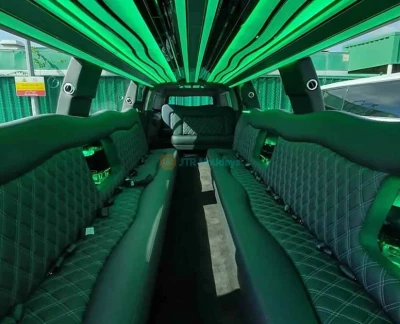Cadillac Escalade Black Panther - (20 Pax) - Take Limousine Dubai, sit back in the most comfortable and luxurious stretch limousine and explore each corner of the City. This luxury limo ride is the best way to explore the highlights of Dubai from the comfort of a seat. Our Cadillac Escalade Black Panther limousine capacity is 24 passengers. Limousine ride in Dubai can be booked as per the size of the group. Cadillac Escalade Black Panther - (20 Pax) - Image 5 of 5