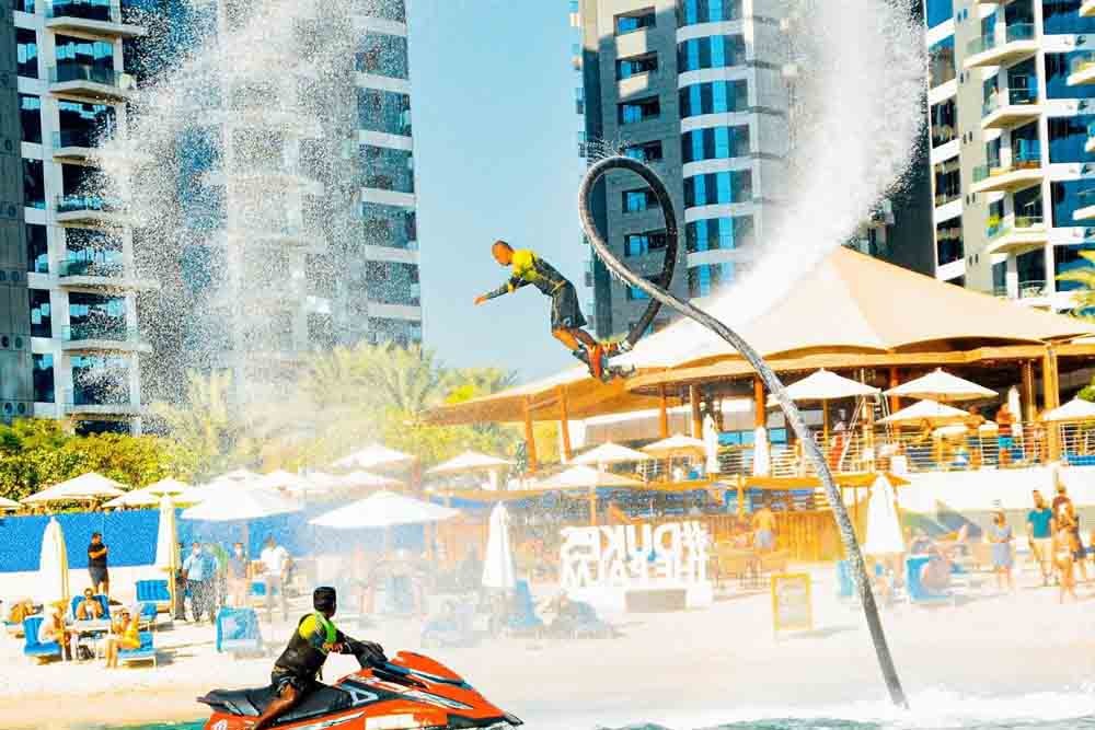 Flyboard 30 Minutes Session - Enjoy a half hour beginner’s lesson and fly with a Flyboard In Dubai. Learn the basics from a professional instructor and experience the thrills of soaring above the water off Dubai’s popular JBR Beach. Challenge gravity and fly like a superhero on this adrenalin filled Flyboard activity. Experience the sensation of flying above the waters off Dubai’s JBR Beach. Flyboard 30 Minutes Session - Image 3 of 5