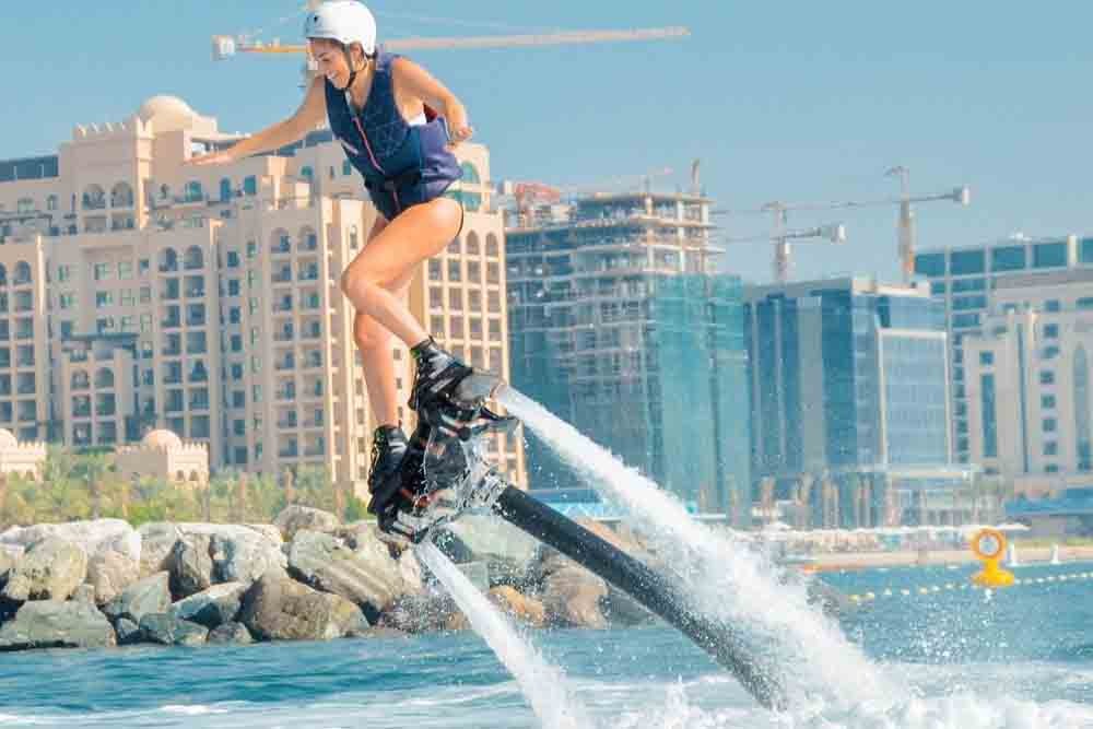Flyboard 30 Minutes Session - Enjoy a half hour beginner’s lesson and fly with a Flyboard In Dubai. Learn the basics from a professional instructor and experience the thrills of soaring above the water off Dubai’s popular JBR Beach. Challenge gravity and fly like a superhero on this adrenalin filled Flyboard activity. Experience the sensation of flying above the waters off Dubai’s JBR Beach. Flyboard 30 Minutes Session - Image 5 of 5