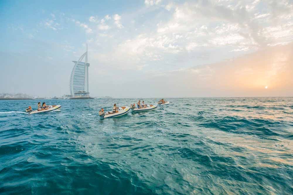 Dubai Sunset Hero Boat Tour - Explore the incredible artificial archipelago of various small islands constructed in the rough shape of a world map known as The World Islands. Enjoy a spectacular sunset view over the water before returning to the marina for freshly grilled Arabian prawns and sparkling date juice. Dubai Sunset Hero Boat Tour - Image 4 of 5