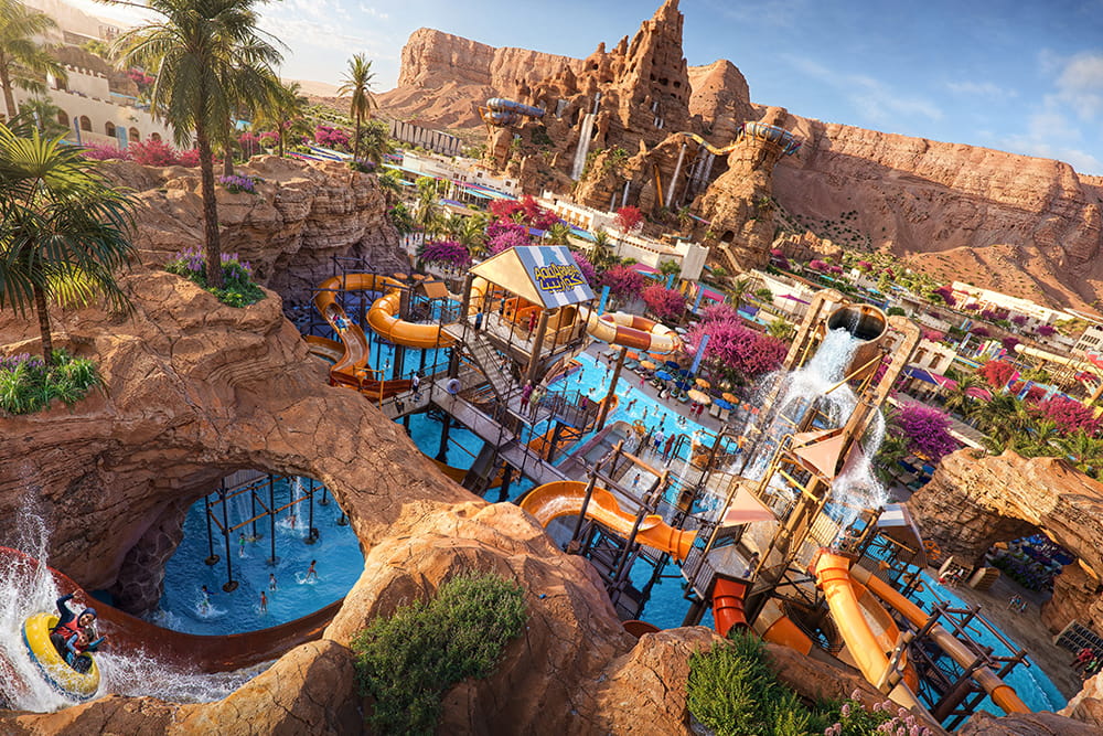 Aquarabia Qiddiya City - Explore Aquarabia Qiddiya City, the largest water park in the Middle East. Discover thrilling rides, family attractions, Surf Lagoon, and important visitor information for a fun-filled experience. Aquarabia Qiddiya City - Image 3 of 5
