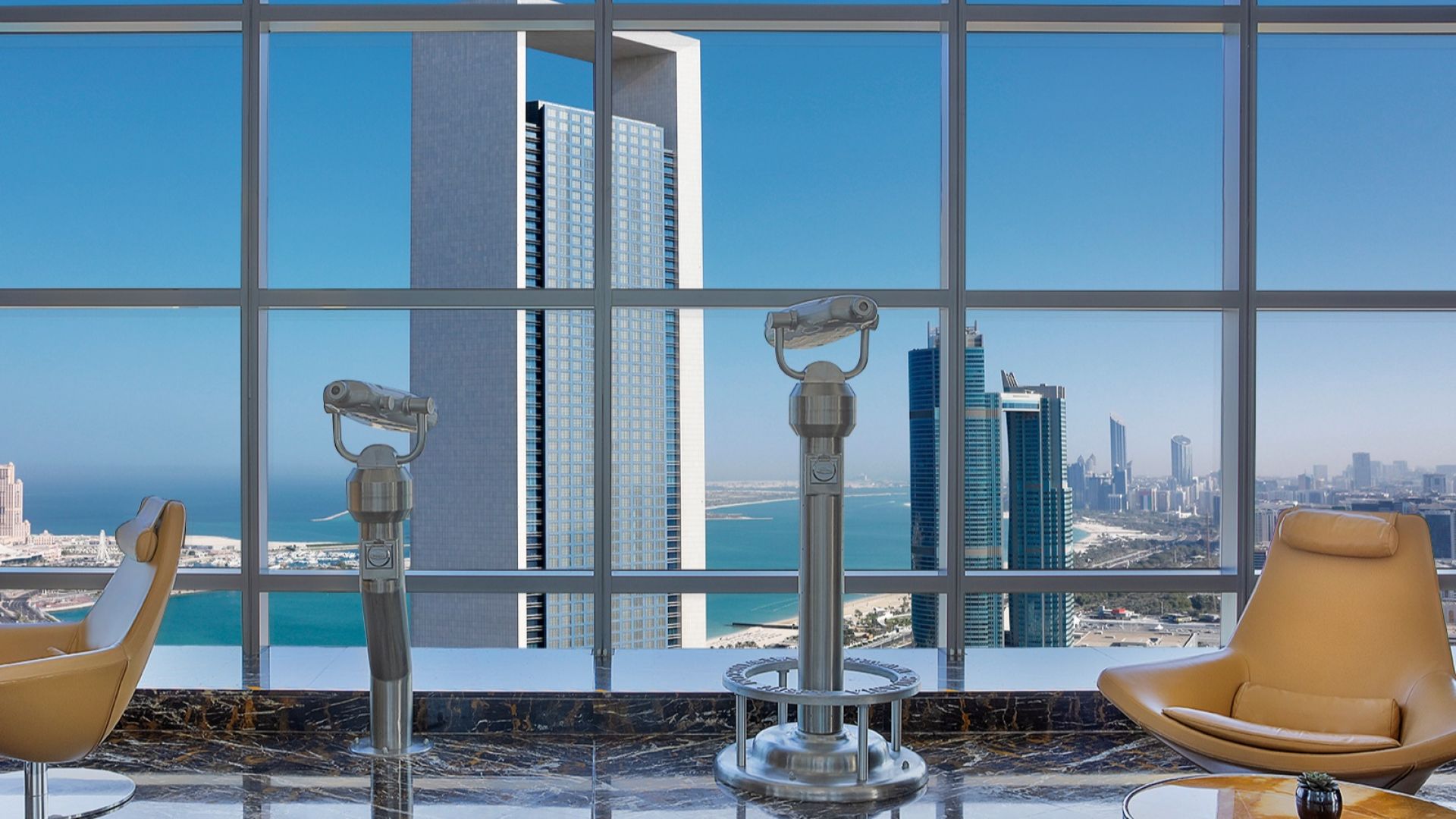 Observation Deck at 300 with Snack - Enjoy 360-degree views of Abu Dhabi from the 74th floor of Etihad Towers with a light snack and coffee or tea included. Observation Deck at 300 with Snack - Image 1 of 5