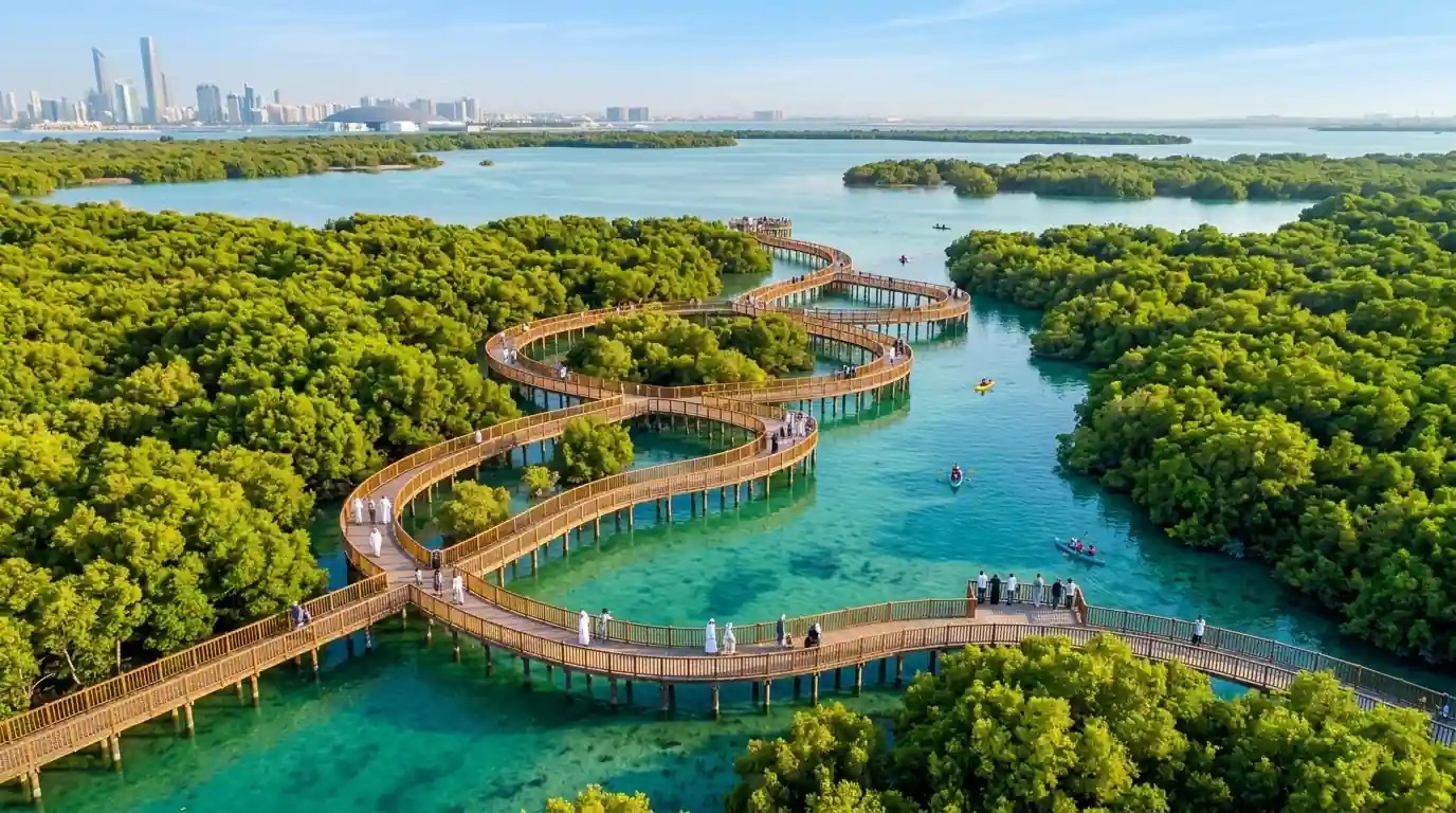 Jubail Mangrove Park - Walk the 2-km boardwalk at Jubail Mangrove Park and explore three trails with marine life and mangrove education stations in Abu Dhabi. Jubail Mangrove Park - Image 4 of 5