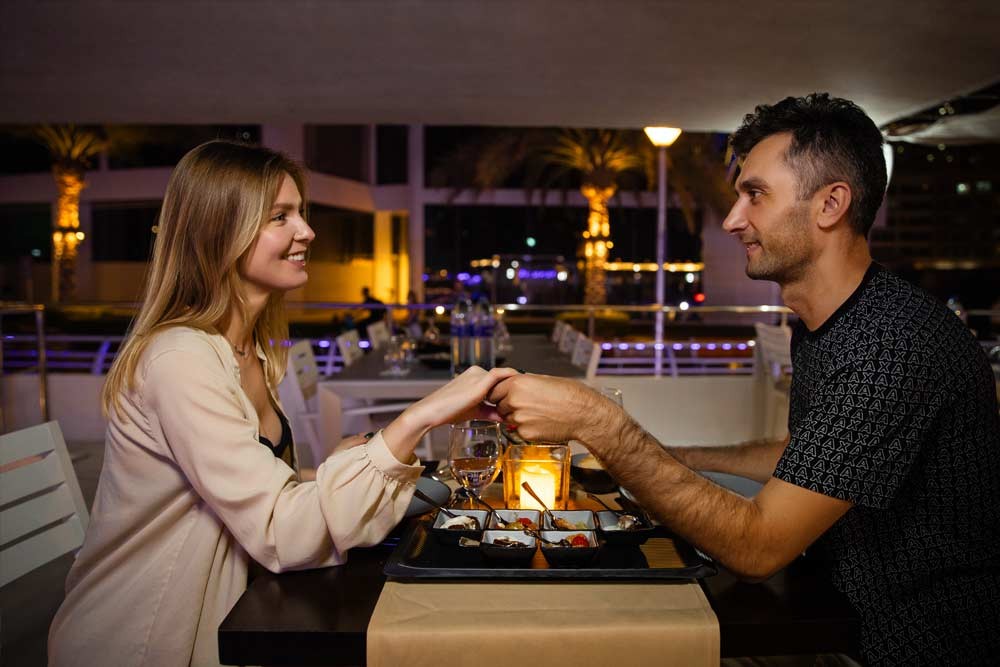 Alexandra Sea Lounge, Dubai Marina - Embark on an extraordinary dining journey with Alexandra Sea Lounge in Dubai Marina. Indulge in delectable cuisine, captivating views, and live entertainment aboard our modern catamaran. Discover a new level of dining excellence on the serene waters of Dubai Marina." Alexandra Sea Lounge, Dubai Marina - Image 3 of 5