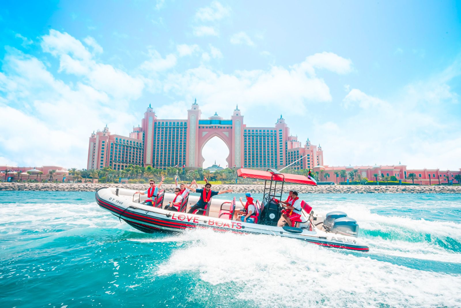 Love Boat Tour Dubai - Start your trip in the Dubai Marina Lagoon, pass by the world-famous 7-Star Burj Al Arab Hotel, then make your way to the Palm Jumeirah's notorious Atlantis the Palm Hotel. Trust us, these are remarkable sights that you don’t want to miss. Love Boat Tour Dubai - Image 4 of 5