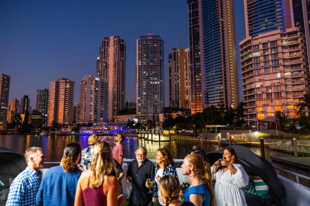 Gold Coast Sightseeing Dinner Cruise Ticket - Enjoy a delightful buffet dinner cruise with Sea World Cruises on the Gold Coast. Savor fresh seafood and a variety of delicious dishes while cruising along the scenic waterways. Relax with stunning views of the city skyline for an unforgettable evening experience. Perfect for couples, families, and special occasions! Gold Coast Sightseeing Dinner Cruise Ticket - Image 1 of 5