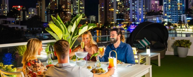 Gold Coast Sightseeing Dinner Cruise Ticket - Enjoy a delightful buffet dinner cruise with Sea World Cruises on the Gold Coast. Savor fresh seafood and a variety of delicious dishes while cruising along the scenic waterways. Relax with stunning views of the city skyline for an unforgettable evening experience. Perfect for couples, families, and special occasions! Gold Coast Sightseeing Dinner Cruise Ticket - Image 3 of 5