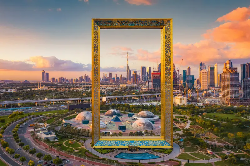 Dubai Frame - Dubai Frame is one of the latest additions to the tourist attractions. Dubai frame online ticket price booking. You can visit Dubai Frame Via Road to the northwest, while Sheikh Zayed Road crosses from the south. Zabeel Park can be reached using the Dubai Metro via Al Jafiliya Station. Dubai Frame - Image 1 of 5