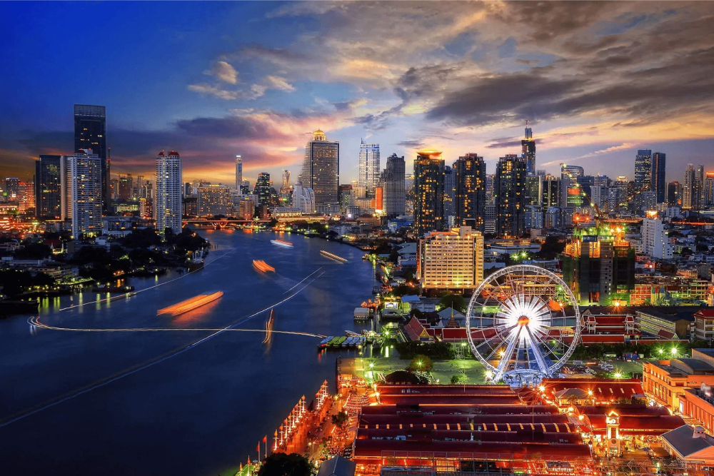 Asiatique Sky Ferris Wheel - Experience breathtaking views of Bangkok at the Asiatique Sky Ferris Wheel, Thailand’s largest observation wheel. The Asiatique Sky Ferris Wheel offers stunning sights of the Chao Phraya River and the city skyline, perfect for day or evening rides. Capture unforgettable moments on the Asiatique Sky Ferris Wheel, whether at sunset or under the sparkling city lights. Located in the heart of Bangkok’s vibrant riverfront market, the Asiatique Sky Ferris Wheel is a must-visit attraction for visitors of all ages. Enjoy a peaceful ride and amazing views at the Asiatique Sky Ferris Wheel today! Asiatique Sky Ferris Wheel - Image 3 of 5