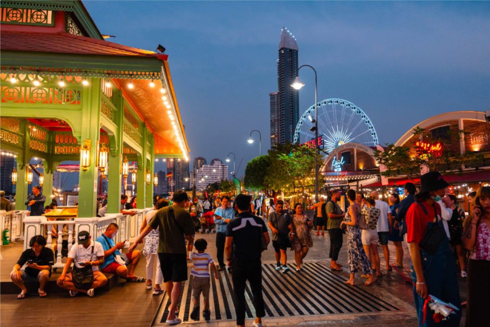 Asiatique Sky Ferris Wheel - Experience breathtaking views of Bangkok at the Asiatique Sky Ferris Wheel, Thailand’s largest observation wheel. The Asiatique Sky Ferris Wheel offers stunning sights of the Chao Phraya River and the city skyline, perfect for day or evening rides. Capture unforgettable moments on the Asiatique Sky Ferris Wheel, whether at sunset or under the sparkling city lights. Located in the heart of Bangkok’s vibrant riverfront market, the Asiatique Sky Ferris Wheel is a must-visit attraction for visitors of all ages. Enjoy a peaceful ride and amazing views at the Asiatique Sky Ferris Wheel today! Asiatique Sky Ferris Wheel - Image 4 of 5