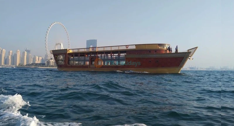 Ocean Empress Dinner Cruise - Dubai Marina - Make your evening special with the worlds largest and most luxurious traditional boat in Dubai Marina. The Ocean Empress capacity is 500 guests and 16,000 Sq feet of space with multiple decks. Overwhelming views and wide selection of food and live cooking. The Cruise boarding time is 8PM with also a lot of entertainment on board. Ocean Empress Dinner Cruise - Dubai Marina - Image 1 of 5