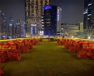 Ocean Empress Dinner Cruise - Dubai Marina - Make your evening special with the worlds largest and most luxurious traditional boat in Dubai Marina. The Ocean Empress capacity is 500 guests and 16,000 Sq feet of space with multiple decks. Overwhelming views and wide selection of food and live cooking. The Cruise boarding time is 8PM with also a lot of entertainment on board. Ocean Empress Dinner Cruise - Dubai Marina - Image 2 of 5
