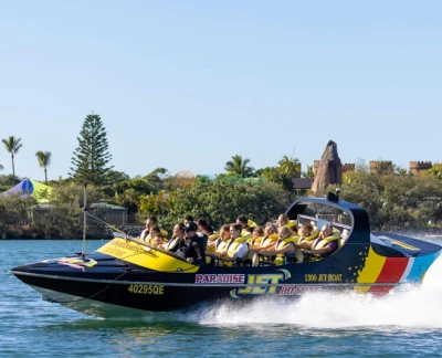 Gold Coast Jet Boat Ride - Experience adrenaline‑pumping thrills on a Gold Coast jet boat ride. Enjoy high‑speed spins, sharp turns, and scenic waterways on this exciting water adventure. Gold Coast Jet Boat Ride - Image 2 of 5