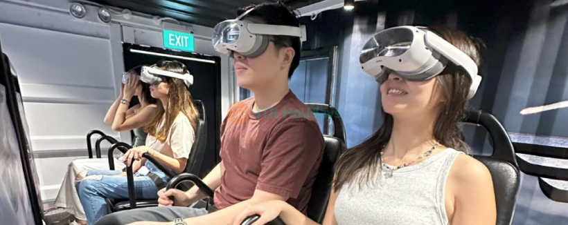 DinoVenture Virtual Reality Experience - Step into the world of dinosaurs with the DinoVenture Virtual Reality Experience. This exciting adventure takes you back in time to explore the age of dinosaurs through immersive VR technology. The DinoVenture Virtual Reality Experience offers a thrilling, educational journey where you can interact with lifelike dinosaurs in their natural habitat. Whether you're an avid dinosaur fan or just looking for a unique experience, DinoVenture Virtual Reality Experience is perfect for all ages. Don’t miss out on this unforgettable adventure with the DinoVenture Virtual Reality Experience! DinoVenture Virtual Reality Experience - Image 3 of 5