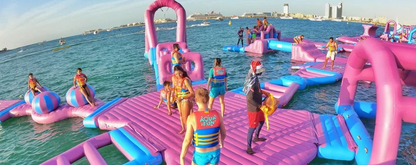 Aqua Fun Water Park Dubai - Aqua Fun Water Park is the largest inflatable park in the world including 72+ obstacles to enjoy. An experience that always turns into a unique memory when coming to Dubai. Experience and enjoy your time in Dubai with epic fun under the sun. Aqua Fun Water Park Dubai - Image 3 of 5