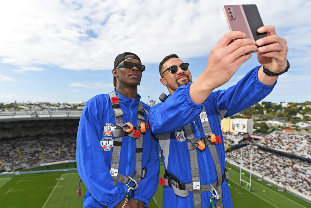 Sky Sport Rooftop Walk - Eden Park - Experience the thrill of the Sky Sport Rooftop Walk at Eden Park, Auckland’s iconic stadium. Take in breathtaking 360-degree views of the city skyline, volcanic landscapes, and the famous No. 1 field. Capture unforgettable moments from the lean-out platform, perched 34 meters above the turf. Perfect for adventurers, team-building events, or unique gifts. Discover Auckland from a whole new perspective. Sky Sport Rooftop Walk - Eden Park - Image 2 of 5