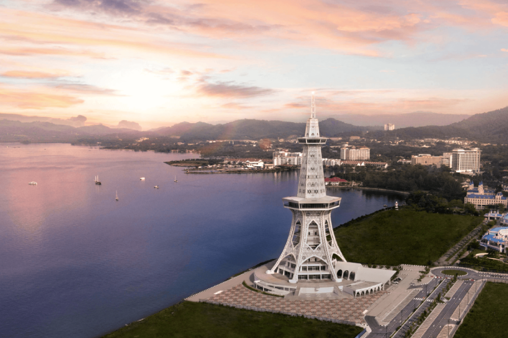 MAHA塔 - 在Langkawi的MAHA塔欣赏令人震撼的景色,这里可以360度全景观赏城市和安达曼海。漫步在MAHA塔令人兴奋的玻璃底观景台,体验其独特的倾斜窗户。探索MAHA塔的Maha广场,这里有现场音乐、跳蚤市场和节庆活动。无论您是寻找奇妙风景还是热闹娱乐,MAHA塔都是Langkawi必访的目的地。今天就计划您的MAHA塔之旅,留下难忘回忆! MAHA塔 - 图片 1 的 5