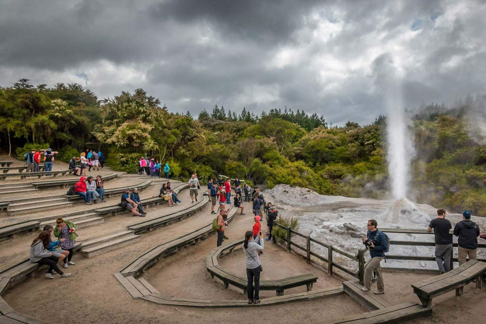 Waiotapu Thermal Wonderland - Experience the stunning Wai-O-Tapu Thermal Wonderland, one of New Zealand's largest geothermal areas. Explore the unique mud pools, vibrant hot springs, and the famous Lady Knox Geyser. Witness dramatic eruptions and colorful geothermal features in this natural wonder. A must-visit destination for nature lovers and adventure seekers alike. Waiotapu Thermal Wonderland - Image 3 of 5
