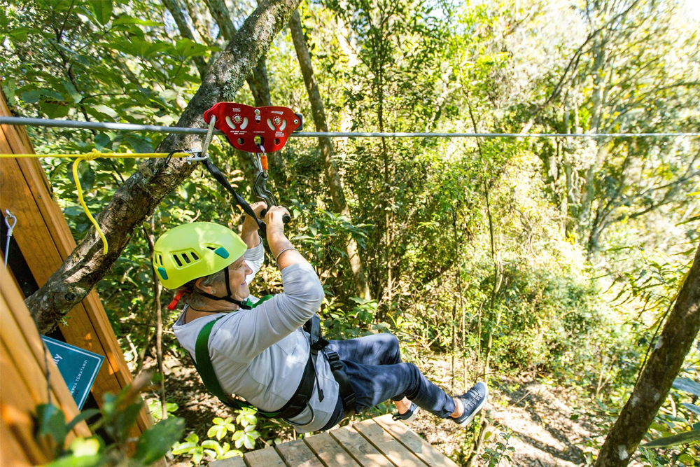 Rotorua Zipline Experience over Okere Falls - Embark on the Rotorua Zipline Experience over Okere Falls for 2.5 hours of adrenaline and natural beauty. Soar across 610 meters of ziplines, traverse a thrilling swing bridge, and explore enchanting boardwalks. Take in breathtaking views of the Kaituna River's waterfalls while enjoying an unforgettable adventure in Rotorua's lush landscapes. Rotorua Zipline Experience over Okere Falls - Image 1 of 5