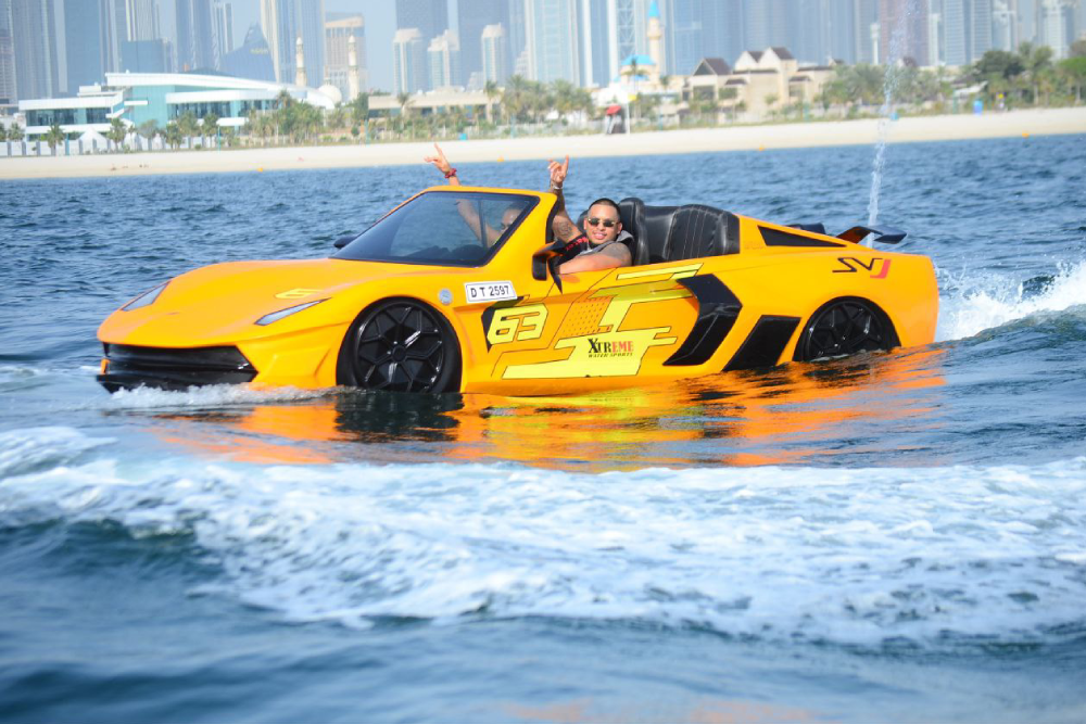 Xtreme Jet Car Dubai - Experience the thrill of Xtreme Jet Car Dubai, where you can drive a car on water and speed across the waves in style. Xtreme Jet Car Dubai offers a unique and luxurious ride with comfortable seating and a sleek design. Enjoy breathtaking views of Burj Al Arab and Atlantis, The Palm while cruising the coastline. Whether you're a thrill-seeker or a first-time rider, Xtreme Jet Car Dubai guarantees an unforgettable adventure. Book your ride today and discover the excitement of Xtreme Jet Car Dubai on the stunning waters of Dubai! Xtreme Jet Car Dubai - Image 2 of 5