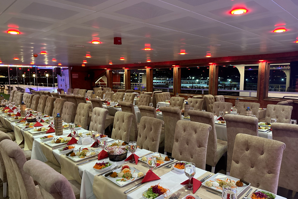 Mega Lufer Bosphorus Dinner Cruise and Show with Private Table - Experience a magical night on the Mega Lufer Bosphorus Dinner Cruise and Show with Private Table in Istanbul. Enjoy a delicious dinner, live Turkish entertainment, and stunning views of iconic landmarks. Sail along the Bosphorus under the city lights for an unforgettable evening. Book now for a luxurious dining and sightseeing experience! Mega Lufer Bosphorus Dinner Cruise and Show with Private Table - Image 3 of 5