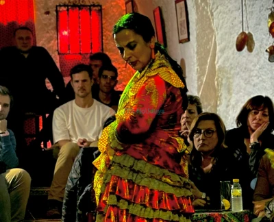 Cuevas Los Tarantos flamenco show in Sacromonte - Experience the Cuevas Los Tarantos flamenco show in Sacromonte, Granada, and enjoy an authentic Spanish performance. Witness passionate dancers, live guitar, and rhythmic clapping in a unique cave setting. Immerse yourself in the rich Andalusian culture and gypsy flamenco traditions. Book your unforgettable flamenco night in Granada today! Cuevas Los Tarantos flamenco show in Sacromonte - Image 2 of 5